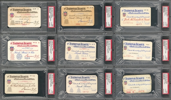 1963-79 National League Season Pass Collection - Lot of 13 (PSA)